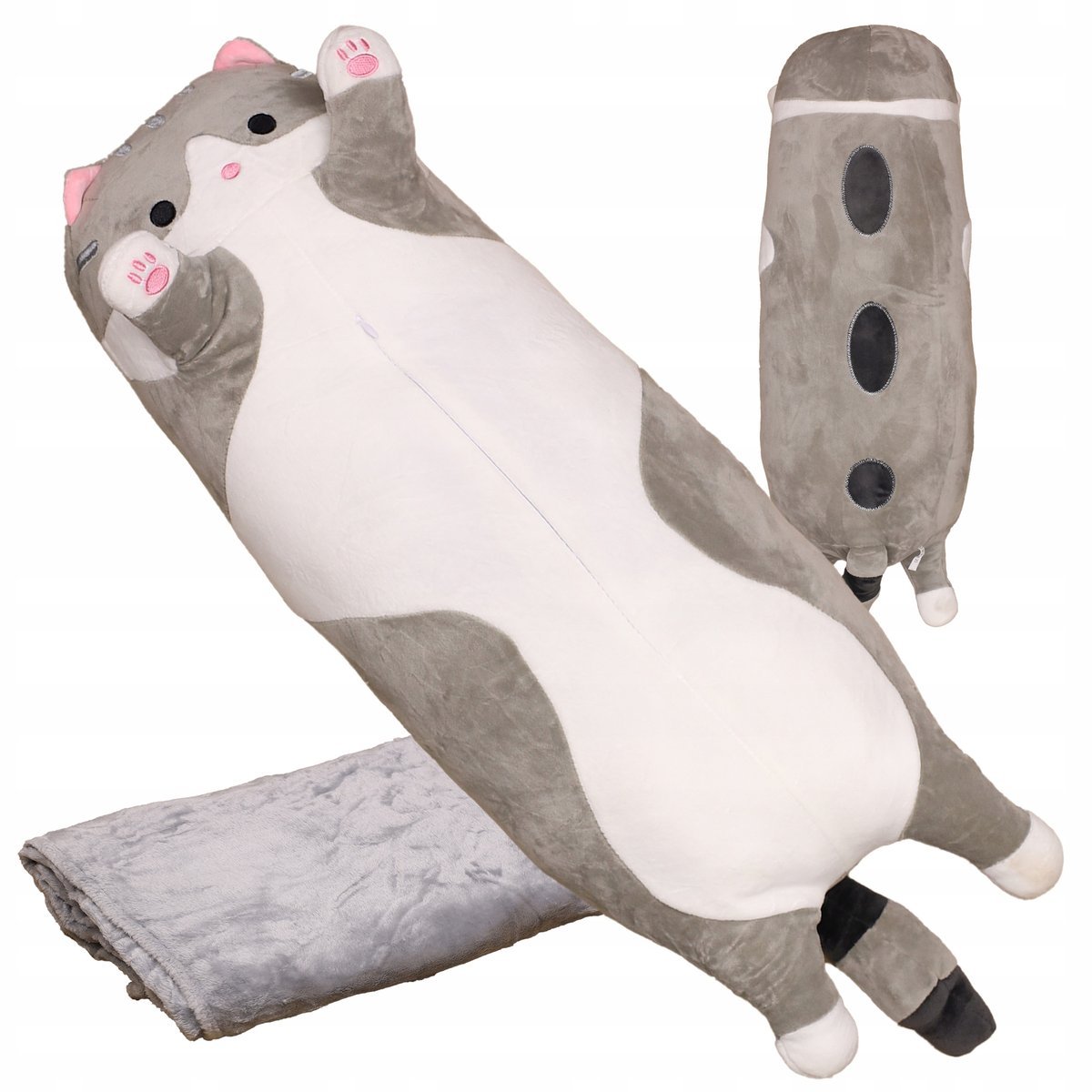 Kot Kotek 55cm maskotka kocyk poduszka koc pluszowy komplet 3w1 na Mikołaja