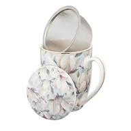 Kubki - Kubek z pokrywką i zaparzaczem w opasce 350 ml w magnolie błękitny - miniaturka - grafika 1