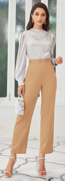 SHEIN SPODNIE DAMSKIE BEŻOWE ELEGANCKIE 7/8 36 V3Y