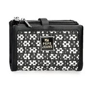 Portfele - Pepe Jeans Wełna Portfel z wizytówką Czarny 14,5x9x2 cms Skóra syntetyczna, czarny, Cartera con Tarjetero, Portfel z karty - miniaturka - grafika 1