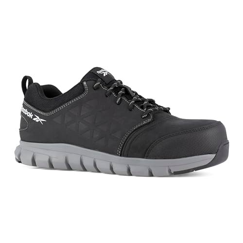 REEBOK WORK IB1036S3 Excel lekkie męskie aluminiowe palce, wodoodporne, sportowe trampki bezpieczeństwa, 42, czarne