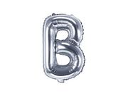 Balony i akcesoria - PartyDeco Balon foliowy litera B, 14", srebrny FB2M-B-018 - miniaturka - grafika 1