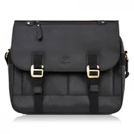 Torby męskie - TORBA MĘSKA NA RAMIĘ SKÓRZANA CZARNA VINTAGE NA LAPTOPA DUŻA PAOLO PERUZZI T-81-HBL - miniaturka - grafika 1