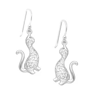 Kolczyki - Ażurowe srebrne kolczyki koty - miniaturka - grafika 1