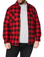 Kurtki męskie - Urban Classics Męska kurtka koszula, przejściowa w stylu koszuli flanelowej, z podszewką, kurtka lumberjacket o wyglądzie przypominającym drewno, rozmiar S do 5XL, czarny/czerwony, S - miniaturka - grafika 1