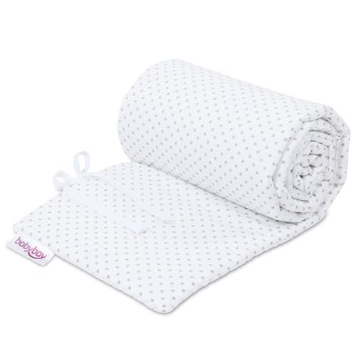 babybay Gniazdko piqué pasujące do modelu Boxspring XXL, białe kropki perłowo-szare