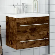 Szafki łazienkowe - vidaXL Szafka łazienkowa z wbudowaną umywalką, przydymiony dąb - miniaturka - grafika 1
