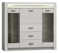 Komody - Komoda z barkiem i witryną kraft biały E7-W49 - miniaturka - grafika 1