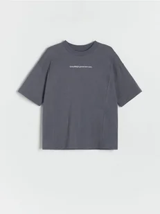Reserved - Bawełniany t-shirt oversize - ciemnoszary - Koszulki dla chłopców - miniaturka - grafika 1