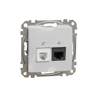 Gniazdka elektryczne - Schneider Gniazdo internetowo-telefoniczne (RJ45 kat.6 UTP + RJ11) SEDNA Design & Elements srebrne aluminium - miniaturka - grafika 1