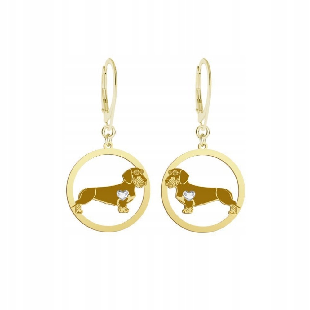 Kolczyki Złote z Jamnikiem Szorstkowłosym 925 Prezent Biżuteria GRAWER