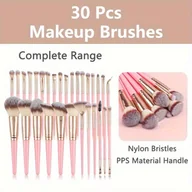 Pędzle do makijażu - TEMU Zestaw Miękkich Pędzli do Makijażu 30 szt. Idealny dla Wszystkich Typów – Beżowy, Podkład, Róż, Cienie, Brwi, Pomadka, Profesjonalny i Dla - miniaturka - grafika 1