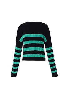 Swetry damskie - Libbi Damski sweter w paski CZARNY ZIELONY XL/XXL, czarny, zielony, XL - grafika 1