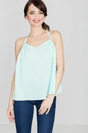 Bluzki damskie - Miętowa Bluzka na Cienkich Ramiączkach - miniaturka - grafika 1