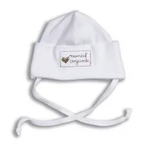 Czapki dla dzieci - Nanaf Organic Basic, czapka zawijana, biała - grafika 1