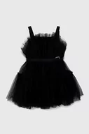 Sukienki i spódniczki dla dziewczynek - Guess sukienka dziecięca kolor czarny midi rozkloszowana - miniaturka - grafika 1
