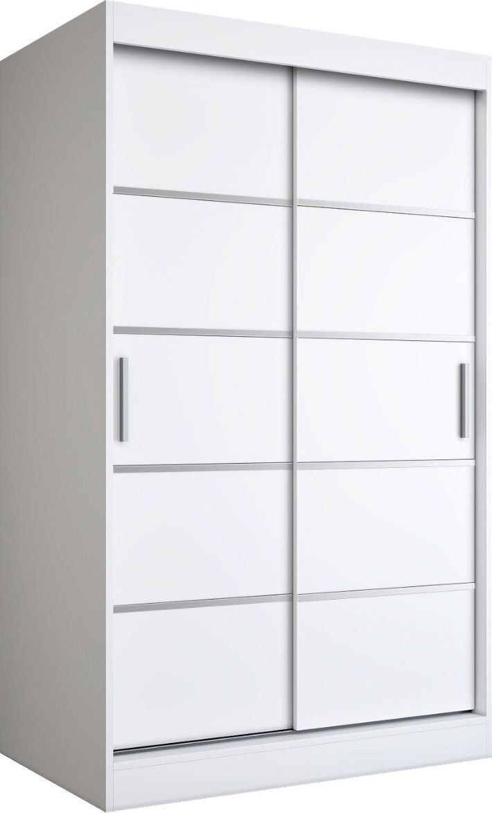 MKPOL Szafa przesuwna MODUO COMFORT 120 biała mat z listwami