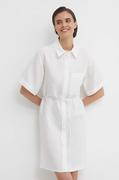 Sukienki - Calvin Klein sukienka z domieszką lnu kolor biały mini oversize K20K206697 - miniaturka - grafika 1