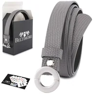 Paski - Skórzany pasek damski do spodni sukienki szara skóra nat 1,8 cm Beltimore O18 szary, srebrny r.110-125 cm - miniaturka - grafika 1