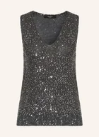 Koszulki i topy damskie - Weekend Max Mara Dzianinowy Top Tempo Z Cekinami grau - miniaturka - grafika 1