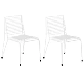 Fotele i krzesła ogrodowe - BELIANI Zestaw 2 krzeseł ogrodowych CHIEVE Metal Biały - miniaturka - grafika 1