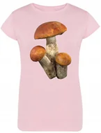 Koszulki i topy damskie - T-Shirt damski nadruk Kozaki Czerwone Grzybki M - miniaturka - grafika 1