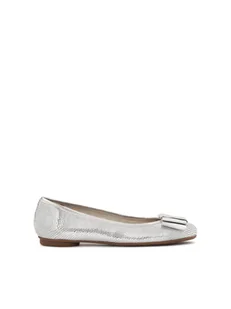Baleriny z tłoczonej skóry w srebrnym kolorze - Baleriny - miniaturka - grafika 1