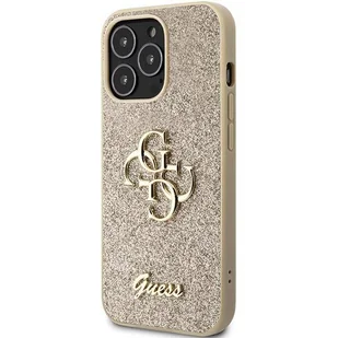 Etui Guess GUHCP13XHG4SGD na iPhone 13 Pro Max 6.7" - złote Glitter Script Big 4G - Etui i futerały do telefonów - miniaturka - grafika 1