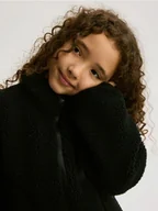 Kurtki i płaszcze dla dziewczynek - Reserved - Kurtka z imitacji baranka - czarny - miniaturka - grafika 1