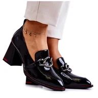 Czółenka - S.Barski Eleganckie Czółenka Na Słupku Czarne Callim - miniaturka - grafika 1