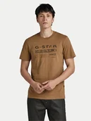 Koszulki męskie - G-Star Raw T-Shirt Distressed D24420-336-7172 Brązowy Slim Fit - miniaturka - grafika 1