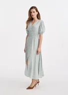 Sukienki - Długa sukienka w kwiaty w kolorze miętowym - OCHNIK - miniaturka - grafika 1