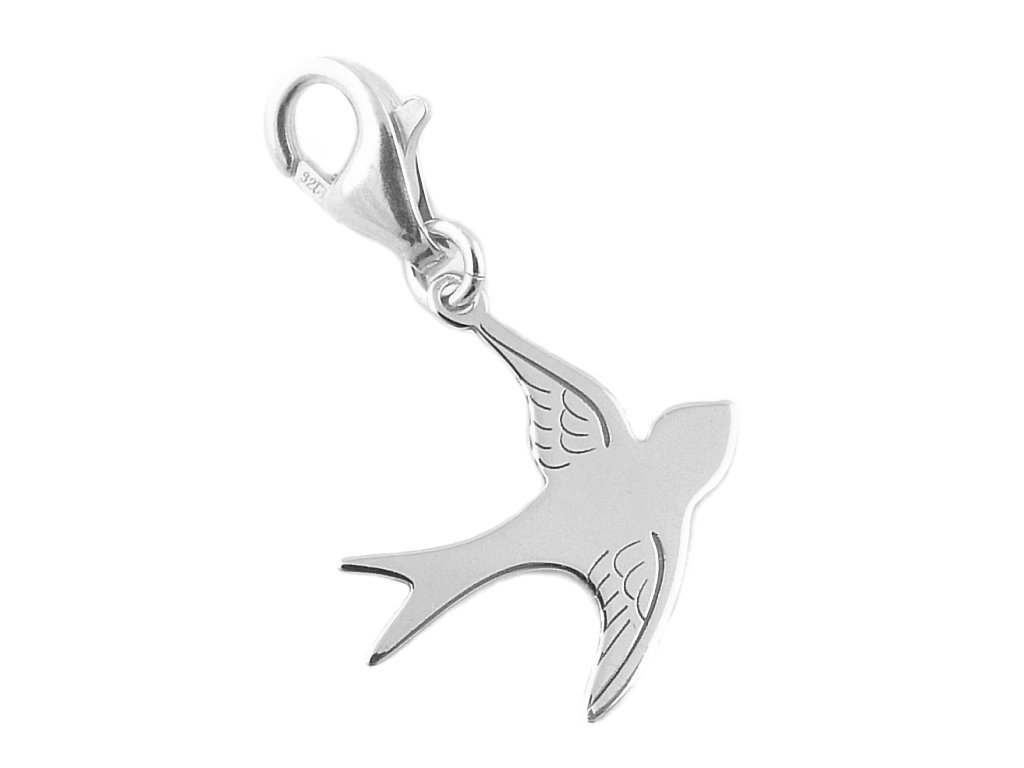 Srebrny charm przywieszka do bransoletki jaskółka ptaszek ptak