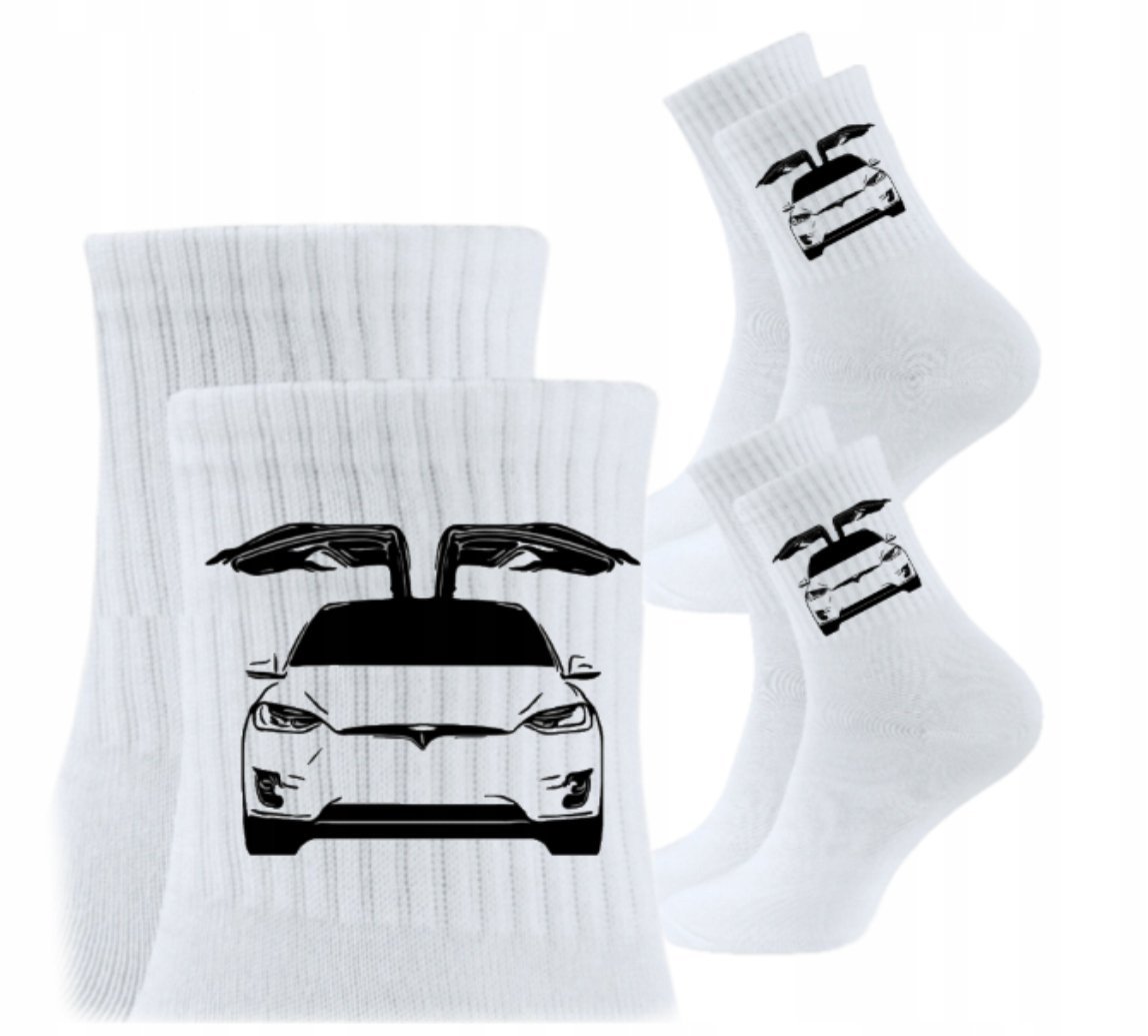 3x Skarpetki Urodziny Prezent Skarpety dla kierowcy auta TESLA