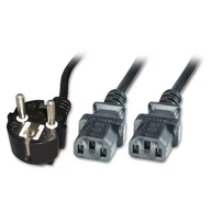 Kable komputerowe i do monitorów - Kabel zasilający MicroConnect Power Y-Cord 1.8m Black IEC320 PE011318 - miniaturka - grafika 1