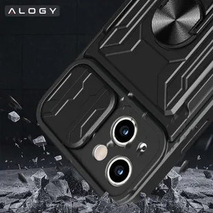 Etui pancerne Alogy Camshield Stand Ring Wallet z osłonką na aparat i miejscem na karty do Apple iPhone 14 czarne - Etui i futerały do telefonów - miniaturka - grafika 8