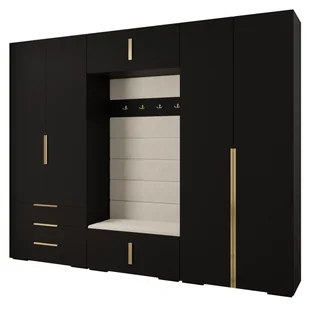 Garderoba wysoka do przedpokoju INOVA 1 Zestaw 14 wysokość 236,7 biały czarny kaszmir - Szafy - miniaturka - grafika 1