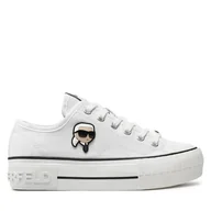 Trampki damskie - Trampki KARL LAGERFELD KL60424 White Canvas 911 - miniaturka - grafika 1