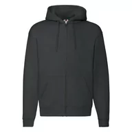 Bluzy męskie - Bluza męska rozpinana z kapturem Premium Fruit of the Loom - Czarny XXL - miniaturka - grafika 1