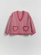 Bluzki damskie - Reserved - Bluzka w kratę - czerwony - miniaturka - grafika 1