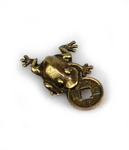 Żabka Mosiężna Średnia II Na Pomnażanie Pieniędzy Z Monetą - Gadżety dla niej i dla niego - miniaturka - grafika 4