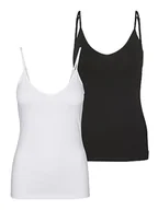 Koszulki i topy damskie - VERO MODA Damski tank top, Czarny/opakowanie: jasna biel, L - miniaturka - grafika 1