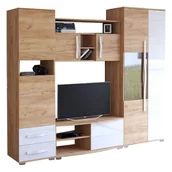 Meblościanki - Meblościanka LAURA MINI Craft Złoty / Biały Połysk - miniaturka - grafika 1