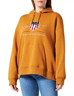 GANT Damska bluza z kapturem REL Archive Shield Hoody, Cinnamon Brown, standardowa, Cinnamon Brown - Bluzy damskie - miniaturka - grafika 1