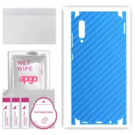 Szkła hartowane na telefon - Folia naklejka skórka strukturalna na TYŁ+BOKI do Samsung Galaxy A70 -  Carbon Niebieski - apgo SKINS - miniaturka - grafika 1