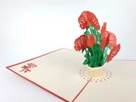 Kartki okolicznościowe i zaproszenia - GrandGift Karnet walentynkowy 3D, Bukiet róż - miniaturka - grafika 1