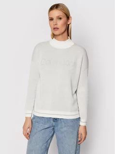 Swetry damskie - Calvin Klein Sweter Two Tone Mock Neck Logo K20K203242 Szary Regular Fit - grafika 1