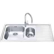 Zlewozmywaki - SMEG SMEG LM102D-2 wpuszczany w blat 2 komory z ociekaczem po prawej stronie głębokość komór 210 mm komory 400 x 340 300 x 165 mm stal nierdzewna o grubości 0,7 m - miniaturka - grafika 1