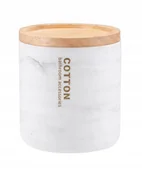 Pojemniki łazienkowe - Pojemnik Na Płatki Kosmetyczne Marmurkowy Biały - miniaturka - grafika 1