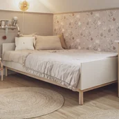 Łóżeczka i kojce - Łóżko Miloo 120x200 cm beżowe ryflowane - miniaturka - grafika 1